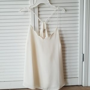 JCrew White Scalloped Tank Top